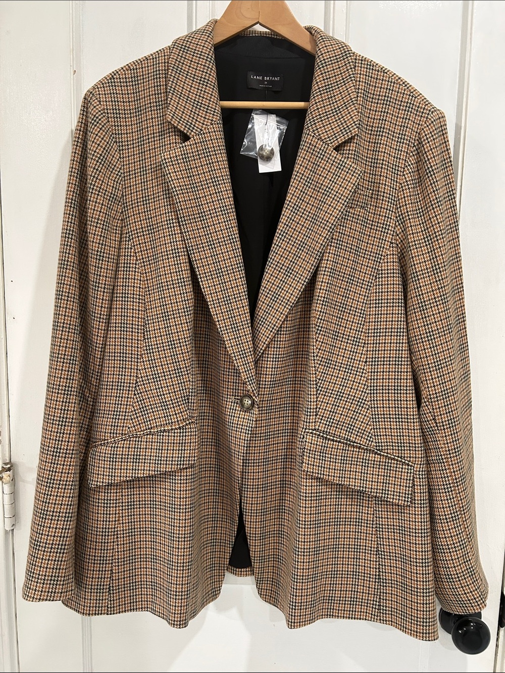NWT Lane Bryant Houndstooth Plaid Fall Winter Blazer - Size 24